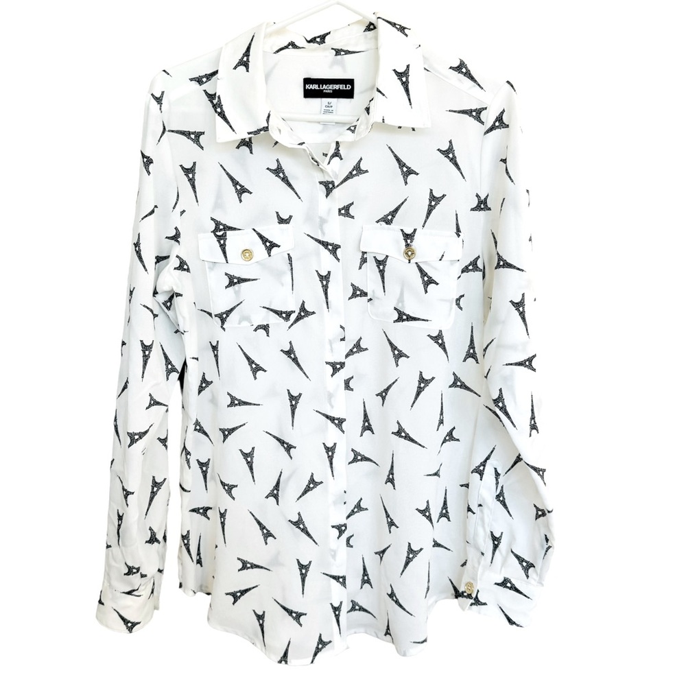 Karl Lagerfeld Eiffel Tower Print Women’s shirt Black/white Downtown Collection